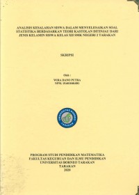 Analisis Kesalahan Siswa Dalam Menyelesaikan Soal Statistika Berdasarkan Teori Kastolan Ditinjau Dari Jenis Kelamin Siswa Kelas XII SMK Negeri 2 Tarakan
