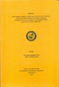 Pengaruh Current Ratio Dan Financial Leverage  Terhadap Profitabilitas Pada Lembaga Pembiayaan Yang Terdaftar Di Bursa Efek Indonesia Tahun 2009-2013