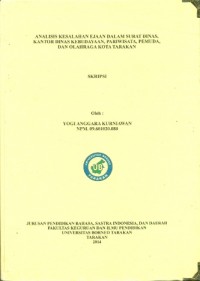 Analisis Kesalahan Ejaan Dalam Surat Dinas, Kantor Dinas Kebudayaan, Pariwisata, Pemuda, Dan Olahraga Kota Tarakan