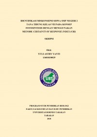 Identifikasi Miskonsepsi Siswa SMP Negeri 2 Tana Tidung Kelas VII Pada Konsep Fotosintesis Dengan Menggunakan Metode Certainty Of Response Index (CRI))